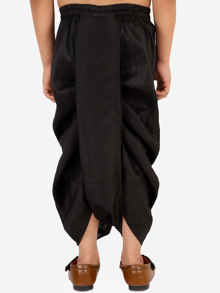 VASTRAMAY Boys' Black Silk Blend Dhoti - qivii