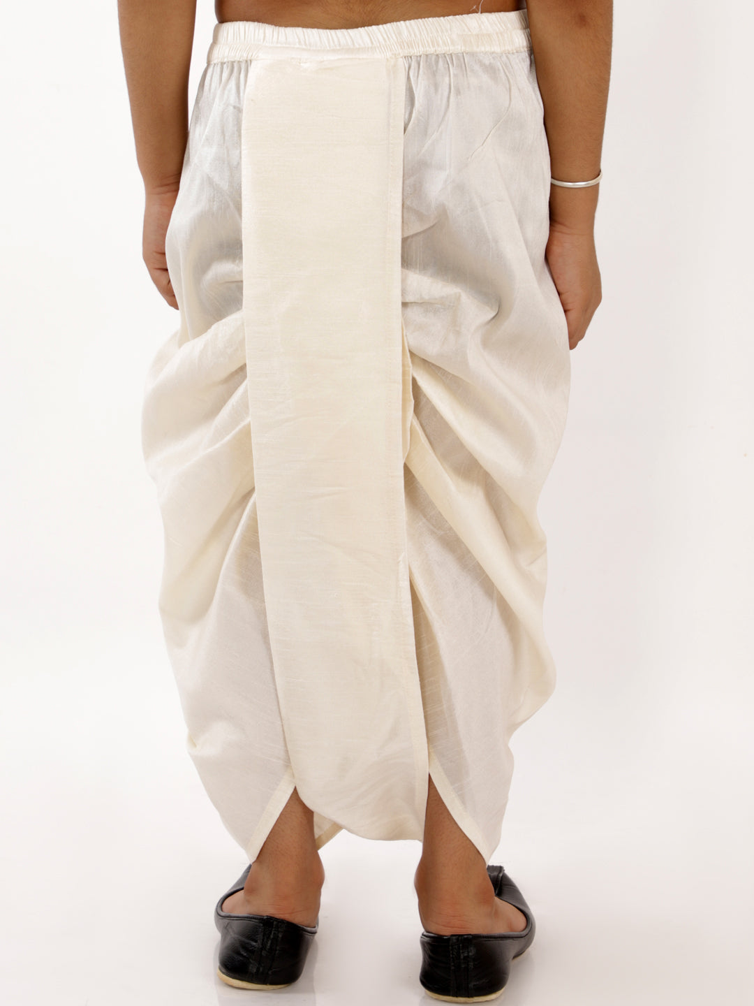 VASTRAMAY Boys' Cream Silk Blend Solid Dhoti - qivii