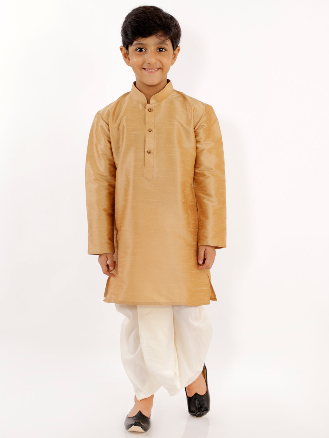 VASTRAMAY Boys' Cream Silk Blend Solid Dhoti - qivii