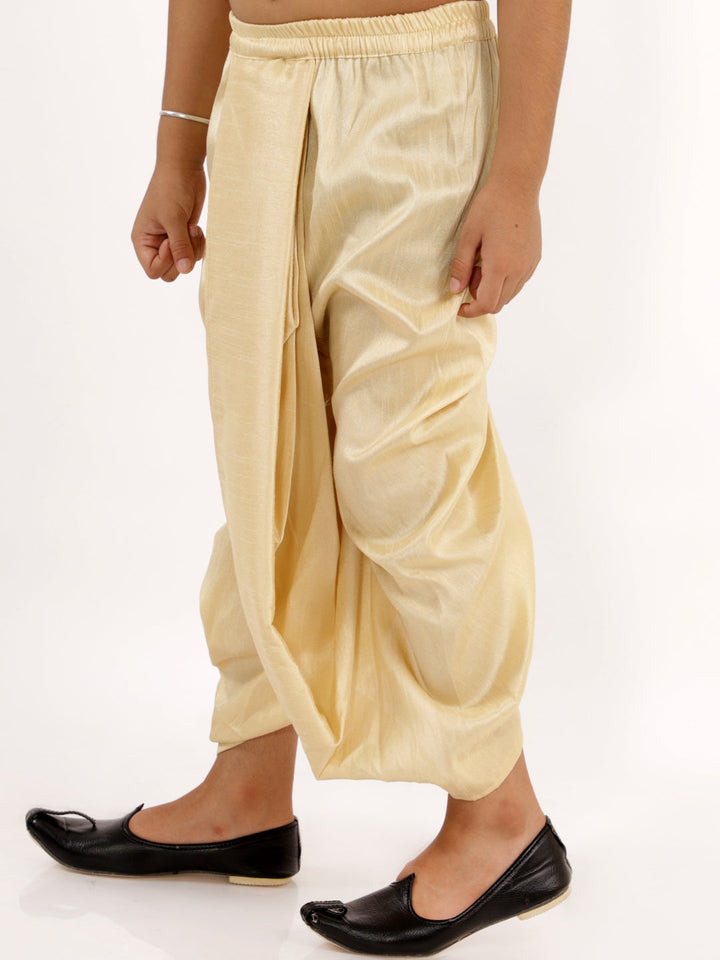 VASTRAMAY Boys' Gold Silk Blend Solid Dhoti - qivii
