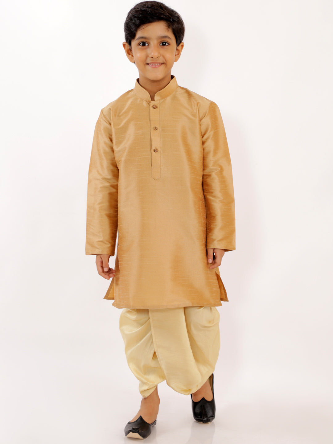 VASTRAMAY Boys' Gold Silk Blend Solid Dhoti - qivii