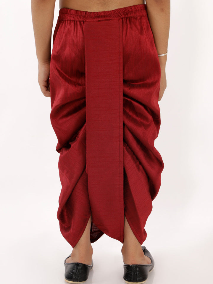 VASTRAMAY Boys' Maroon Silk Blend Solid Dhoti - qivii