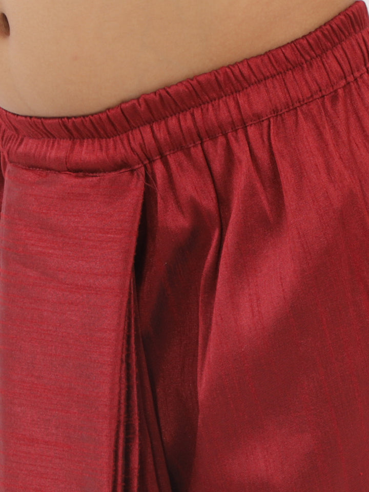 VASTRAMAY Boys' Maroon Silk Blend Solid Dhoti - qivii