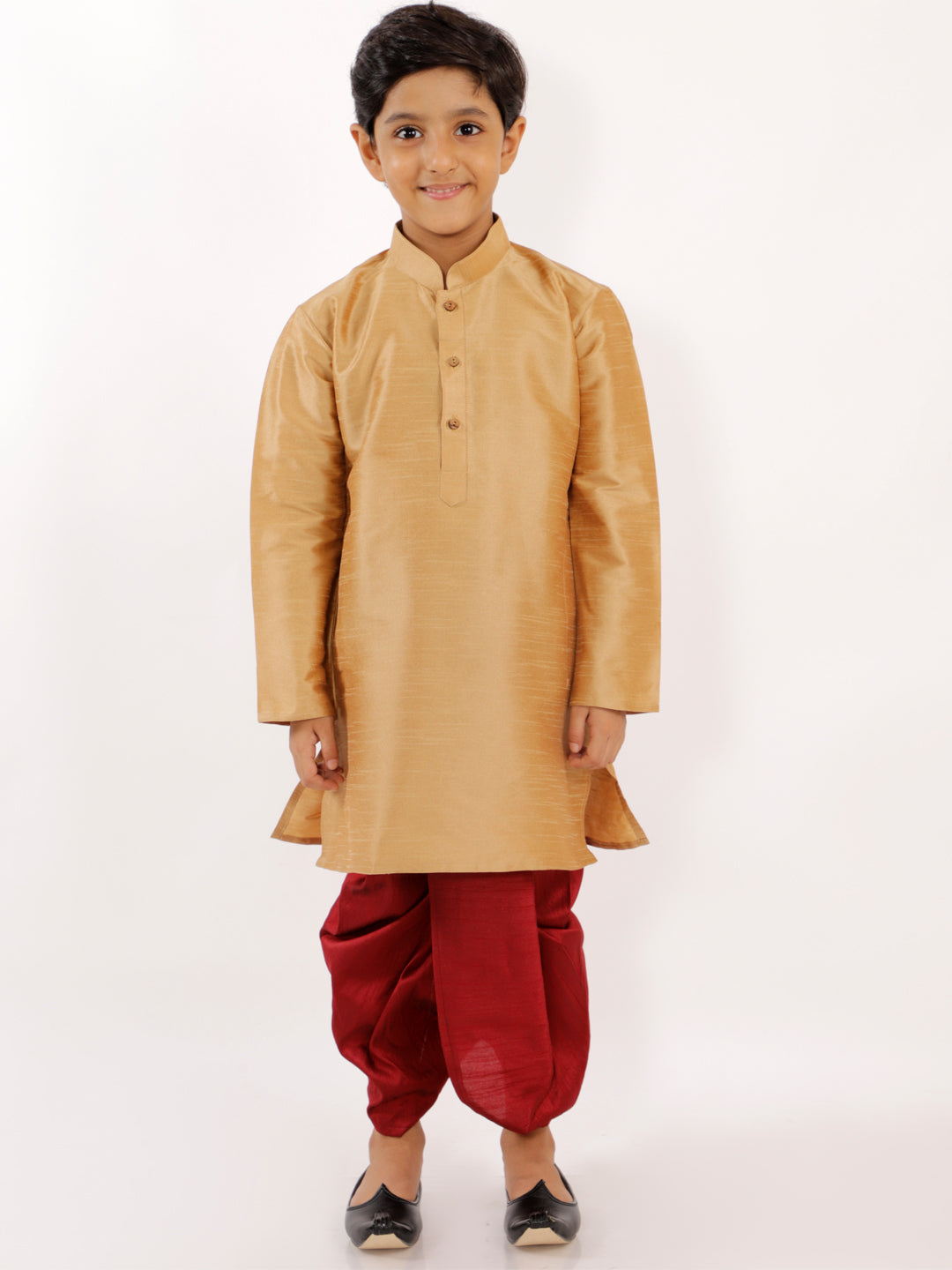 VASTRAMAY Boys' Maroon Silk Blend Solid Dhoti - qivii