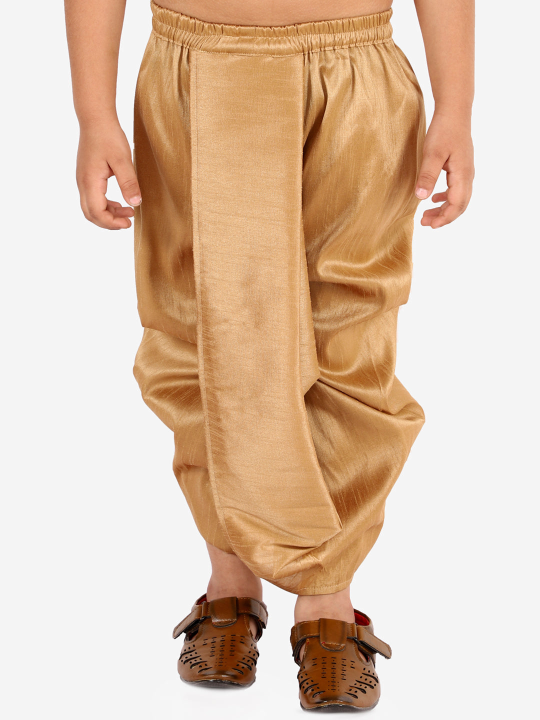 VASTRAMAY Boys' Rose Gold Silk Blend Solid Dhoti - qivii