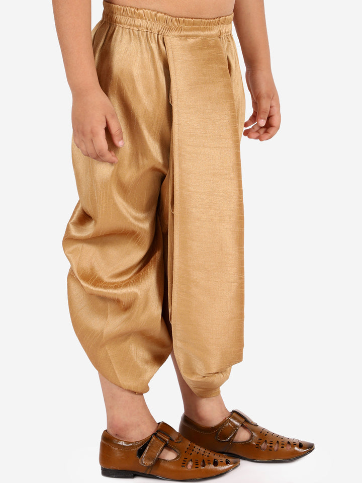 VASTRAMAY Boys' Rose Gold Silk Blend Solid Dhoti - qivii