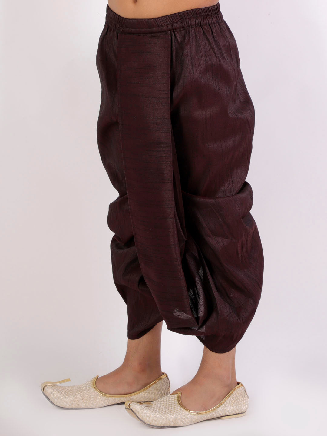 VASTRAMAY Boys' Burgundy Silk Blend Traditional Dhoti - qivii