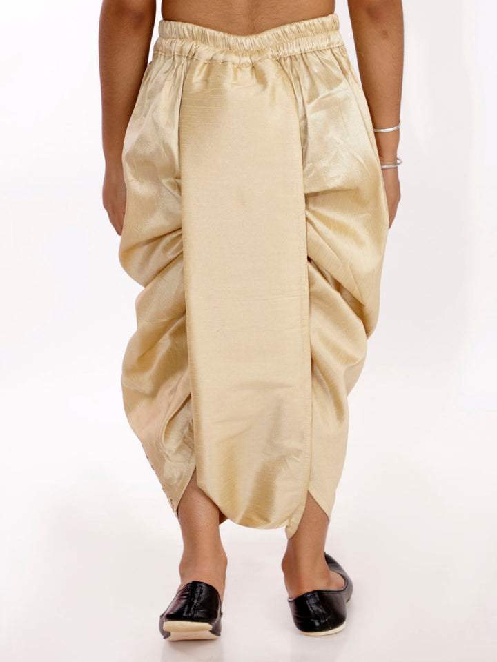VASTRAMAY Boys' Golden Silk Blend Embroidered Dhoti - qivii
