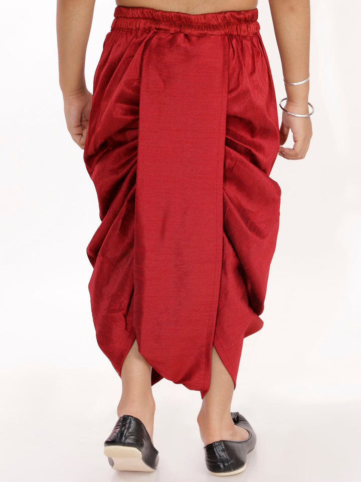 VASTRAMAY Boys' Maroon Blend Embroidered Dhoti - qivii