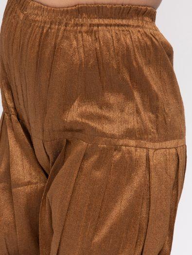 Vastramay Boys' Brown Cotton Silk Sherwani and Churidar Set - qivii