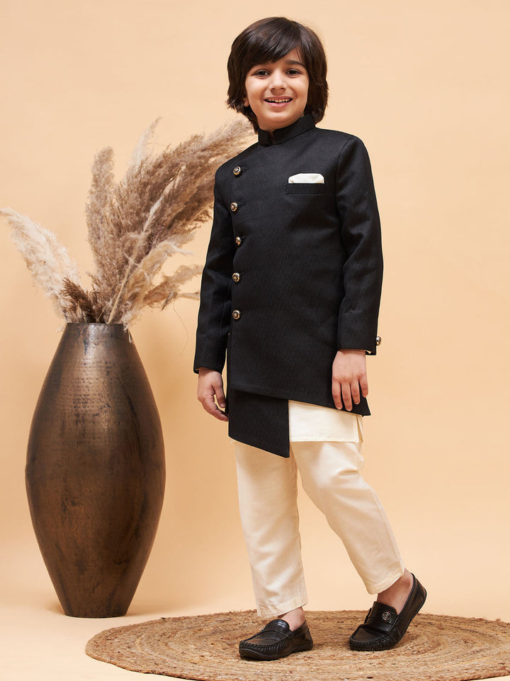 VASTRAMAY Boys' Black Indo-western Set - qivii