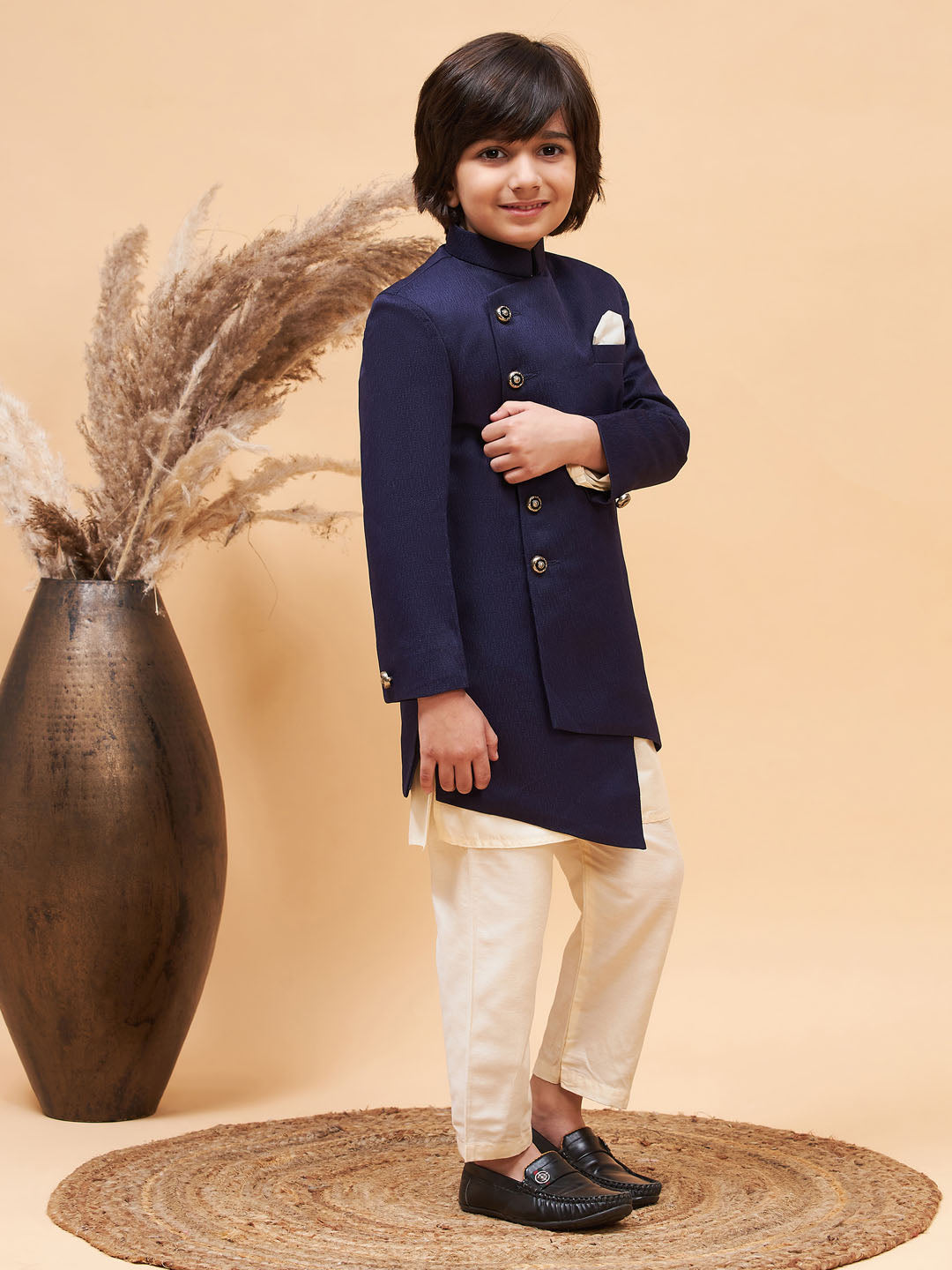 VASTRAMAY Boys' Blue Indo-western Set - qivii