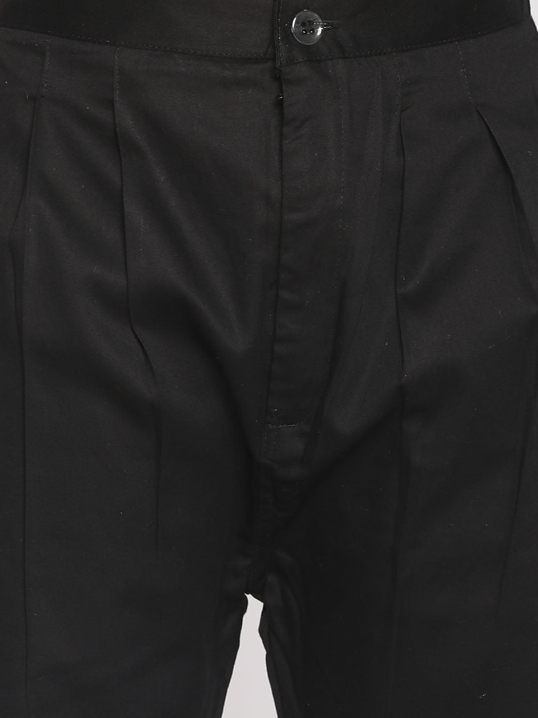 VASTRAMAY Boys Navy Blue Embellished Slim-Fit Sherwani Set - qivii