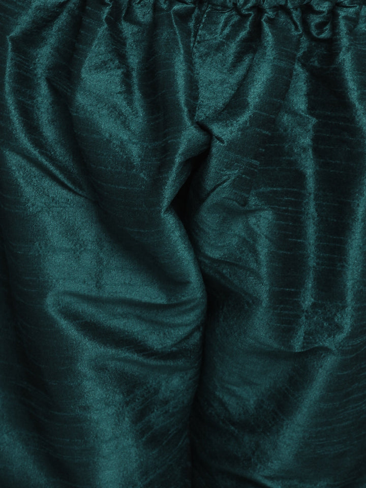 VASTRAMAY Boys' Turquoise Blue Flapped Embroidered Sherwani Set - qivii