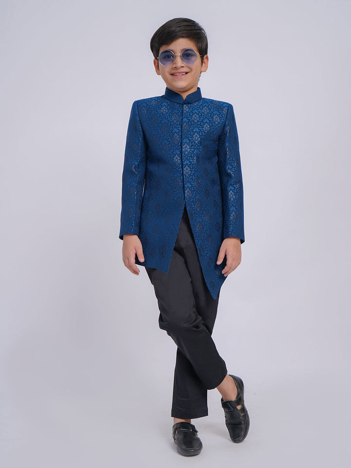 VASTRAMAY Boys' Turquoise Indo western set - qivii