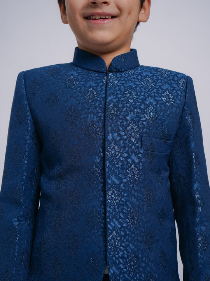 VASTRAMAY Boys' Turquoise Indo western set - qivii