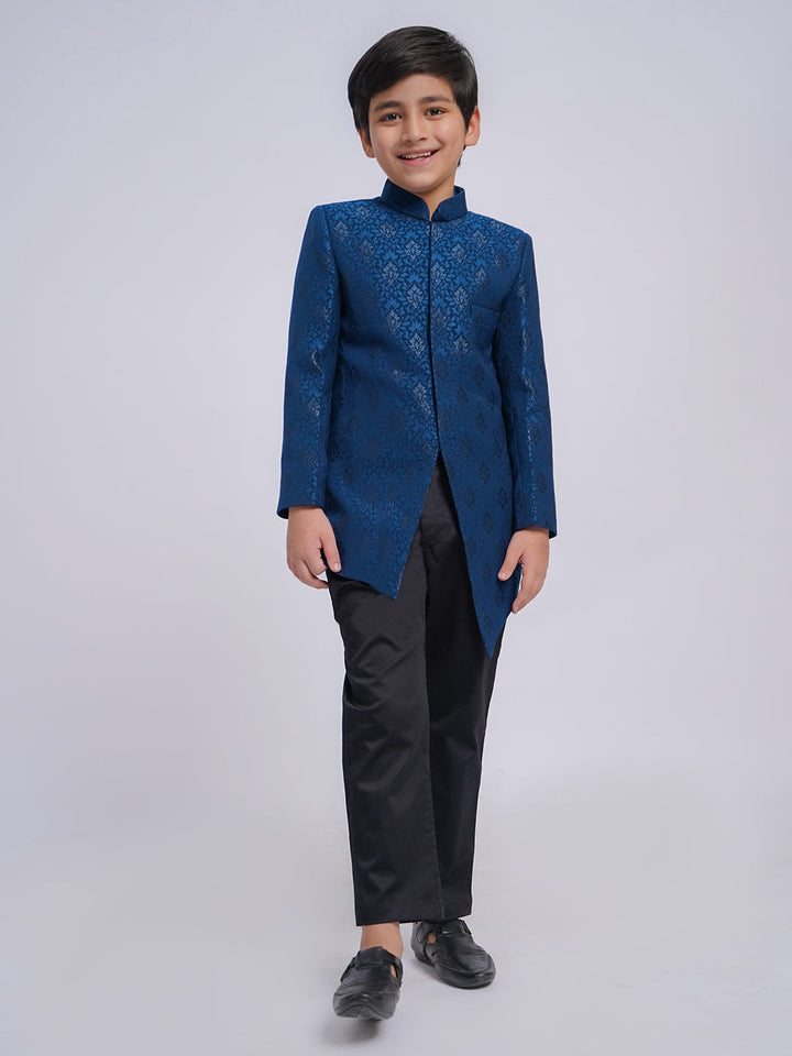VASTRAMAY Boys' Turquoise Indo western set - qivii
