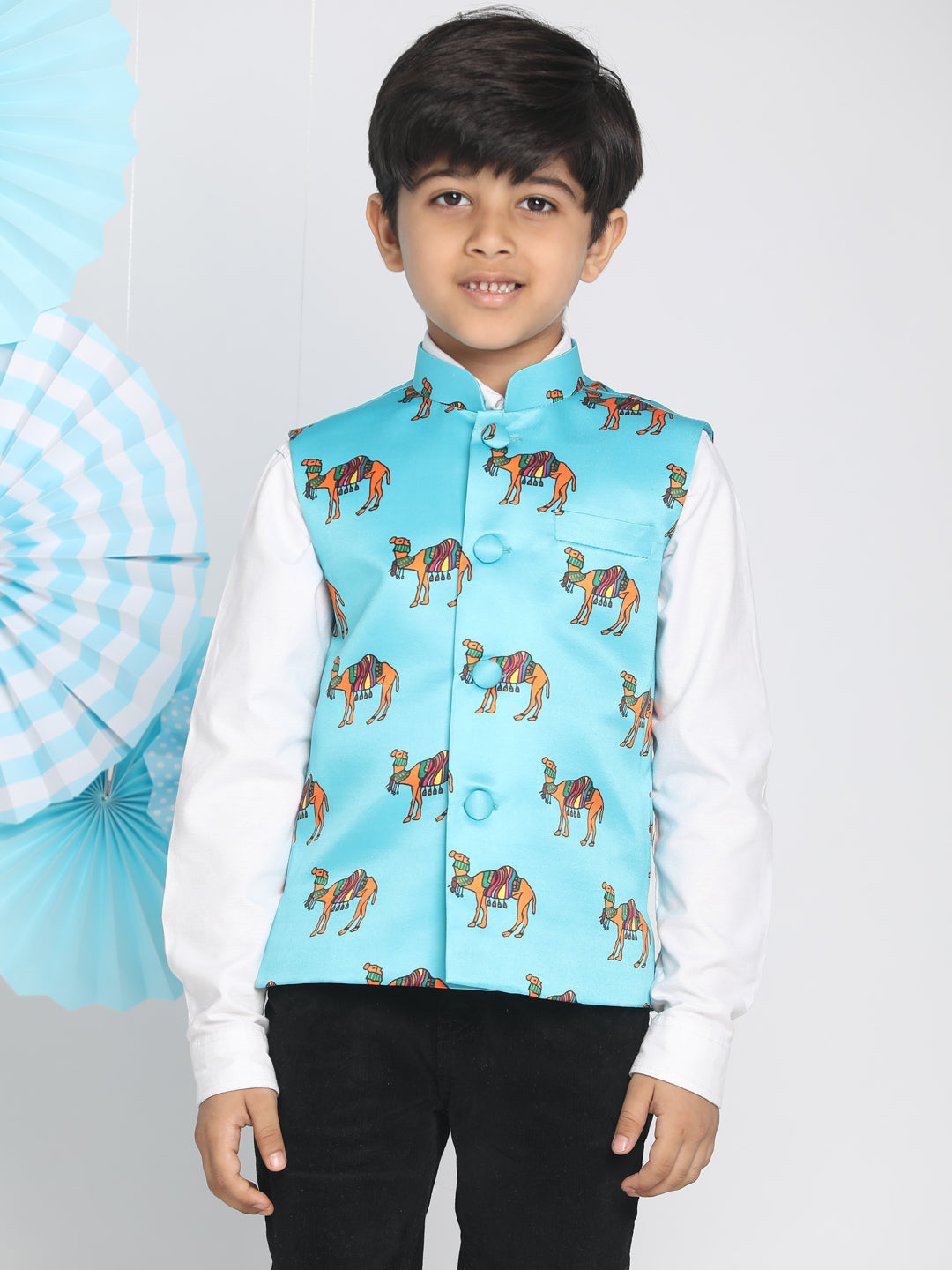 VASTRAMAY Boys Aqua Nehru Jacket - qivii