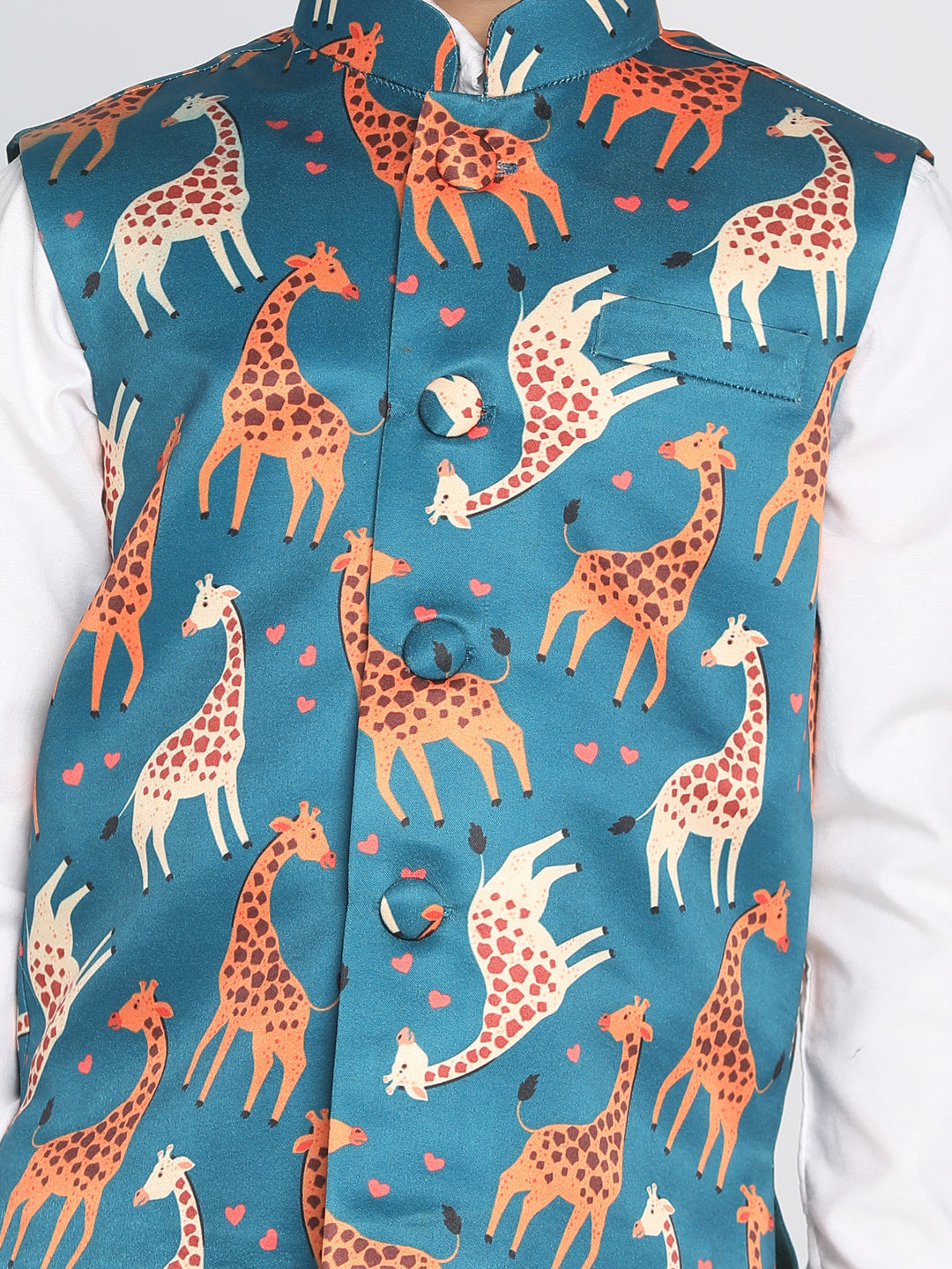 VASTRAMAY Boys Multicolor-Base-Turquoise Nehru Jacket - qivii