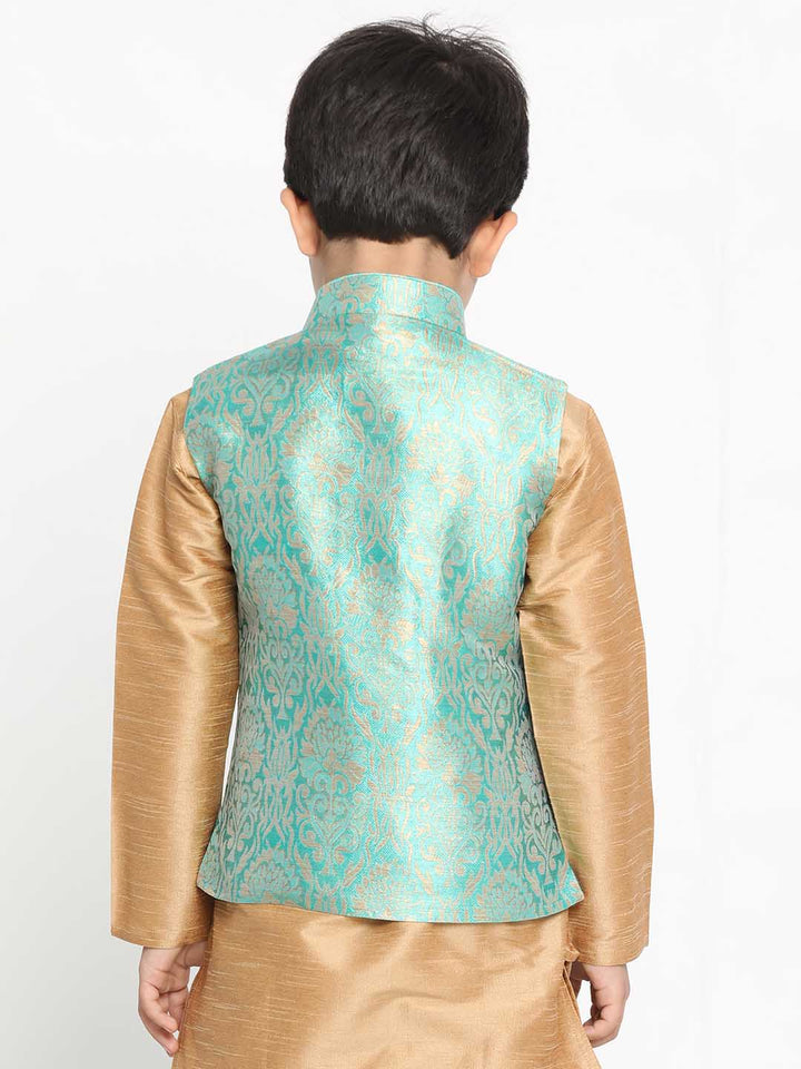 VASTRAMAY Boys Green Silk Blend Jacket - qivii