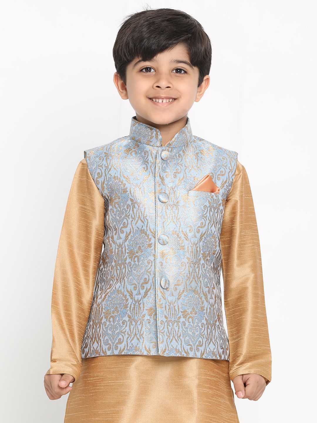 VASTRAMAY Boys' Grey Silk Blend Jacket - qivii