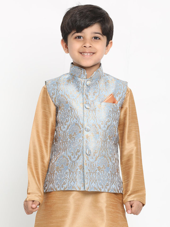 VASTRAMAY Boys' Grey Silk Blend Jacket - qivii