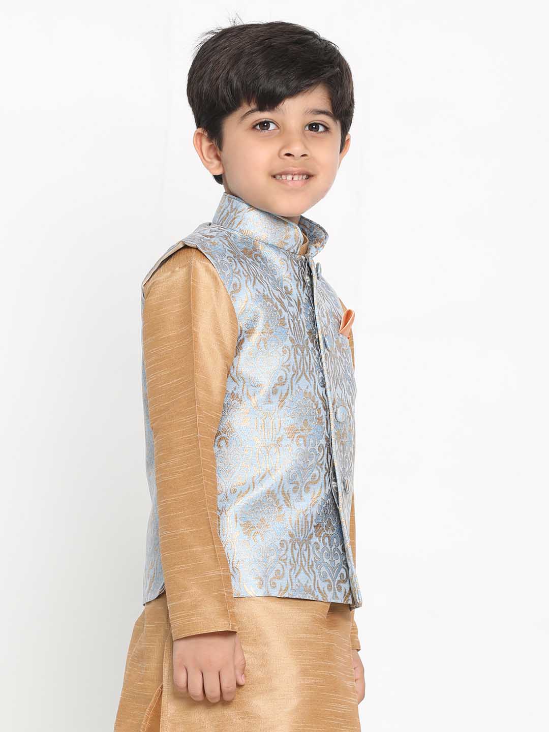 VASTRAMAY Boys' Grey Silk Blend Jacket - qivii