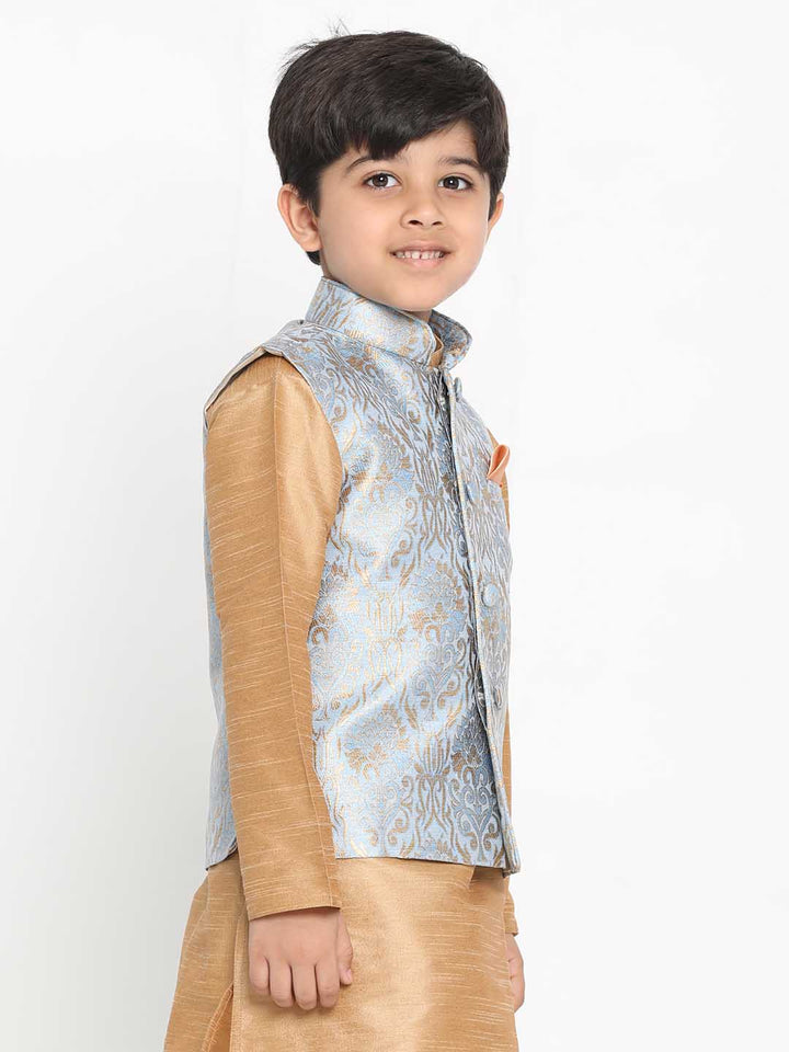 VASTRAMAY Boys' Grey Silk Blend Jacket - qivii