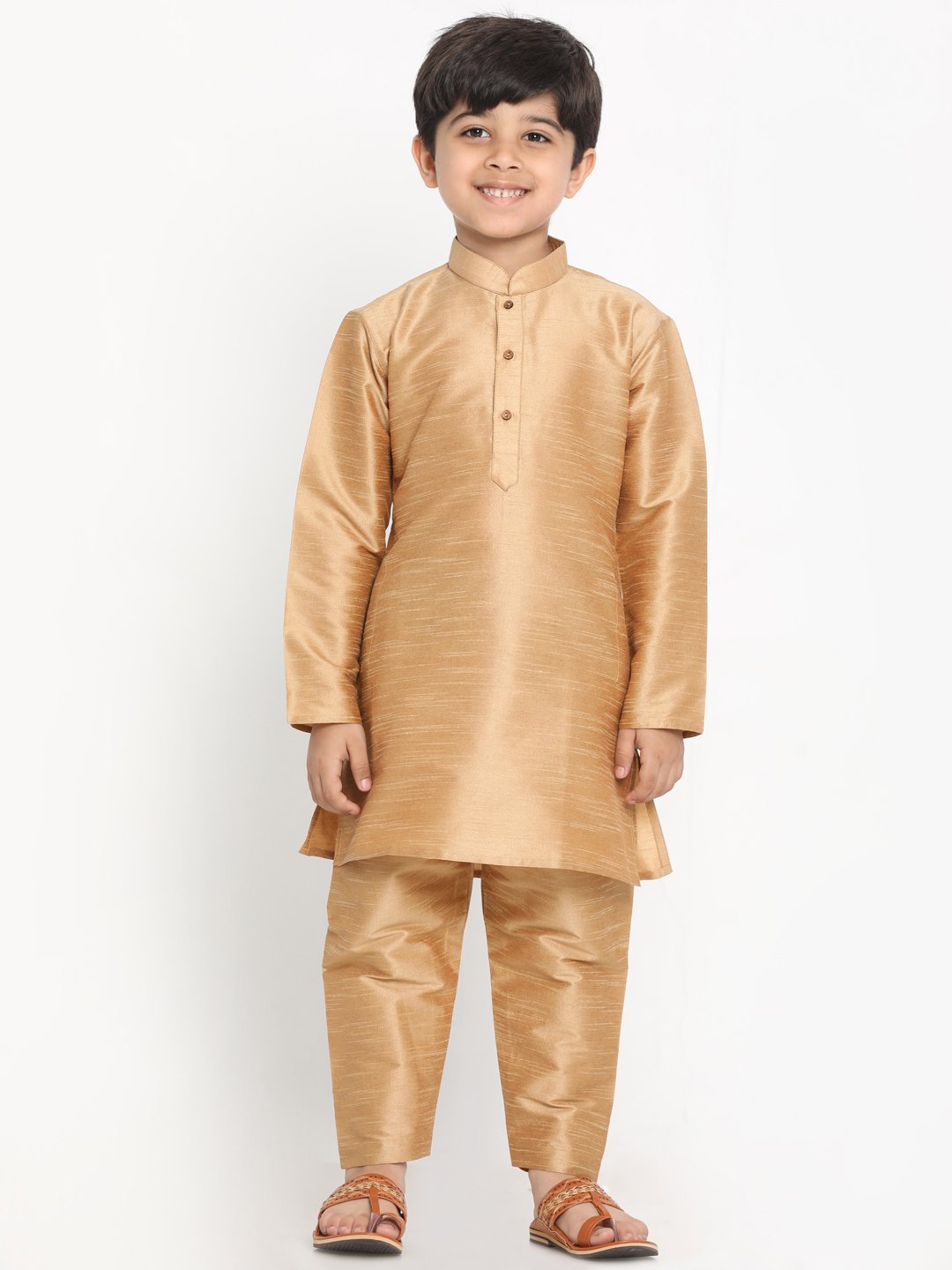 VASTRAMAY Boys Grey Silk Blend Kurta, Ethnic Jacket and Pyjama Set - qivii