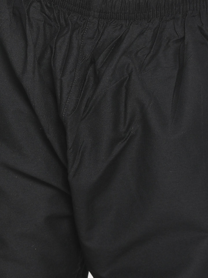 VASTRAMAY Boys' Orange And Black Jacket, Kurta and Pyjama Set - qivii