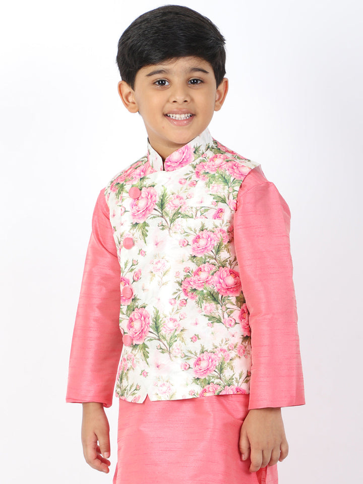 VASTRAMAY Boys Multicolor-Base-Cream Nehru Jacket - qivii