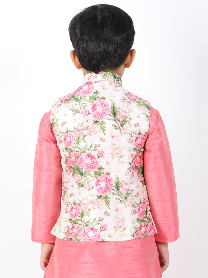 VASTRAMAY Boys Multicolor-Base-Cream Nehru Jacket - qivii