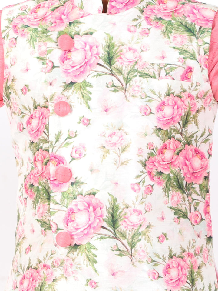 VASTRAMAY Boys Multicolor-Base-Cream Nehru Jacket - qivii