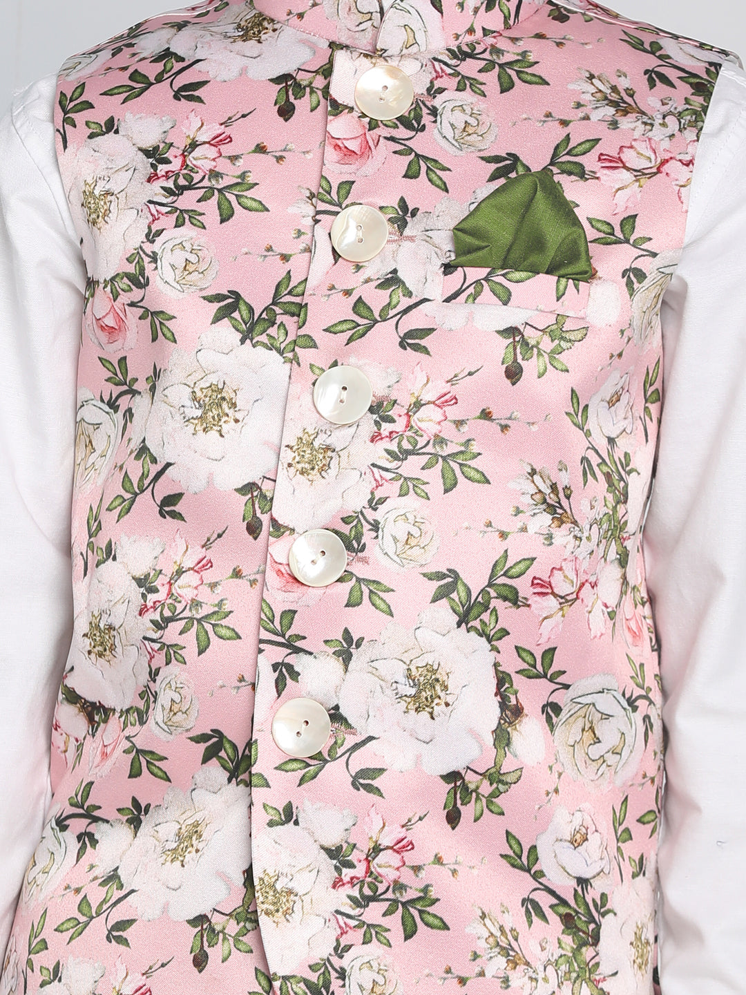 Vastramay Boys Multicolor-Base-Pink Nehru Jacket - qivii