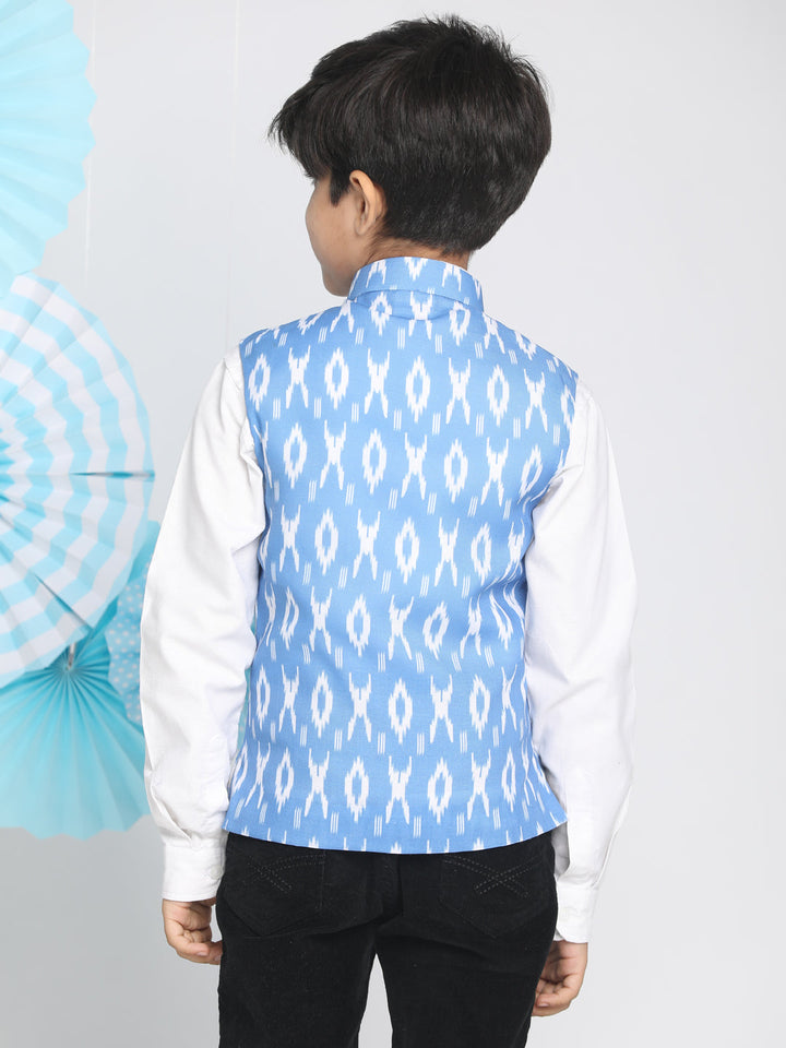 VASTRAMAY Boys Traditional Ikkat Print Classic Nehru Jacket - qivii