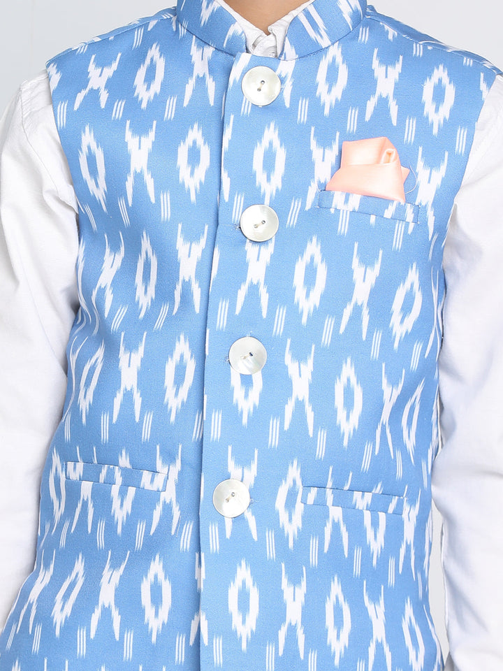 VASTRAMAY Boys Traditional Ikkat Print Classic Nehru Jacket - qivii