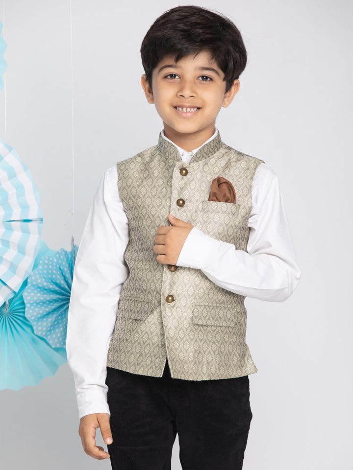VASTRAMAY Boys Beige Nehru Jacket - qivii