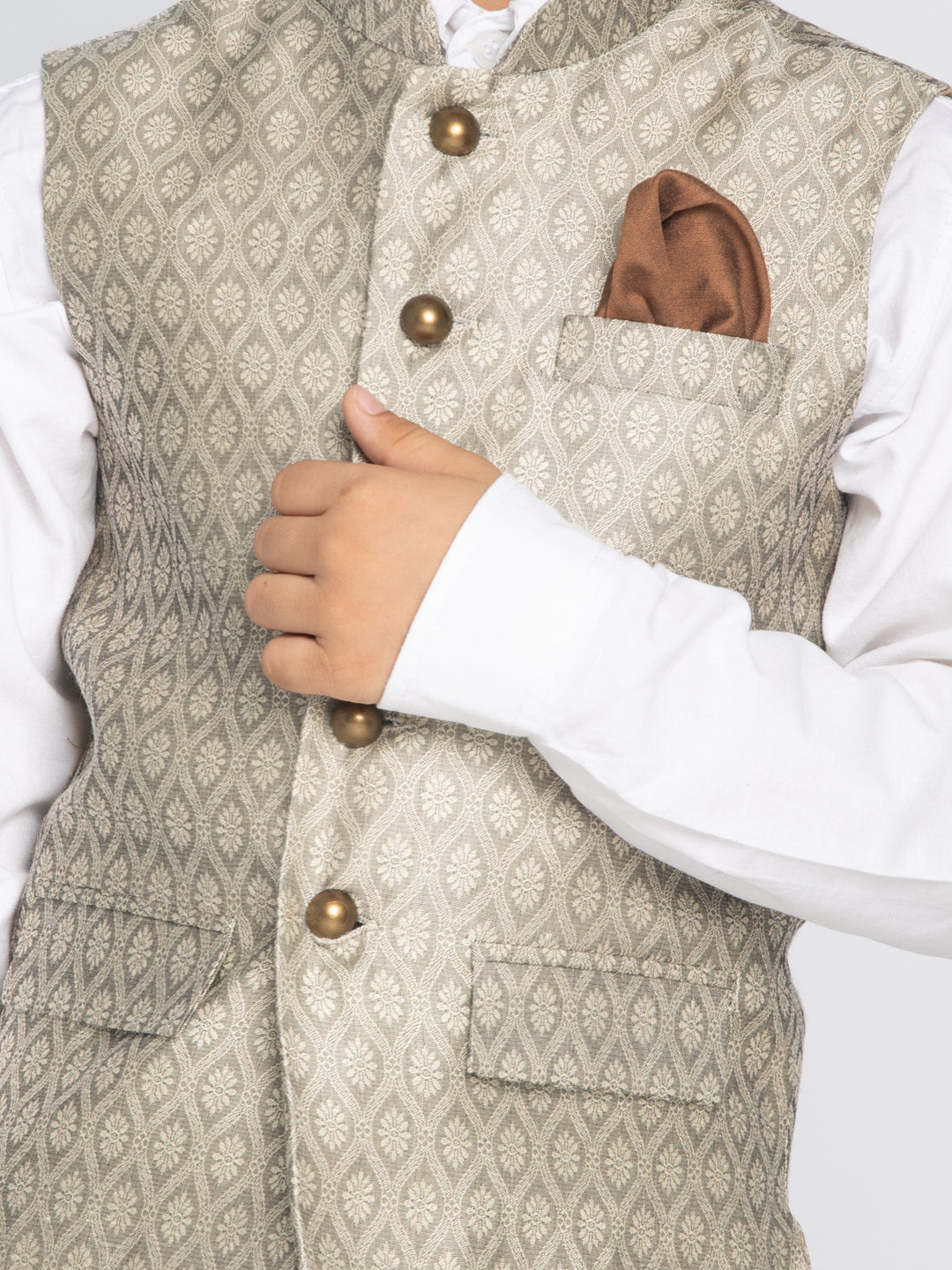 VASTRAMAY Boys Beige Nehru Jacket - qivii