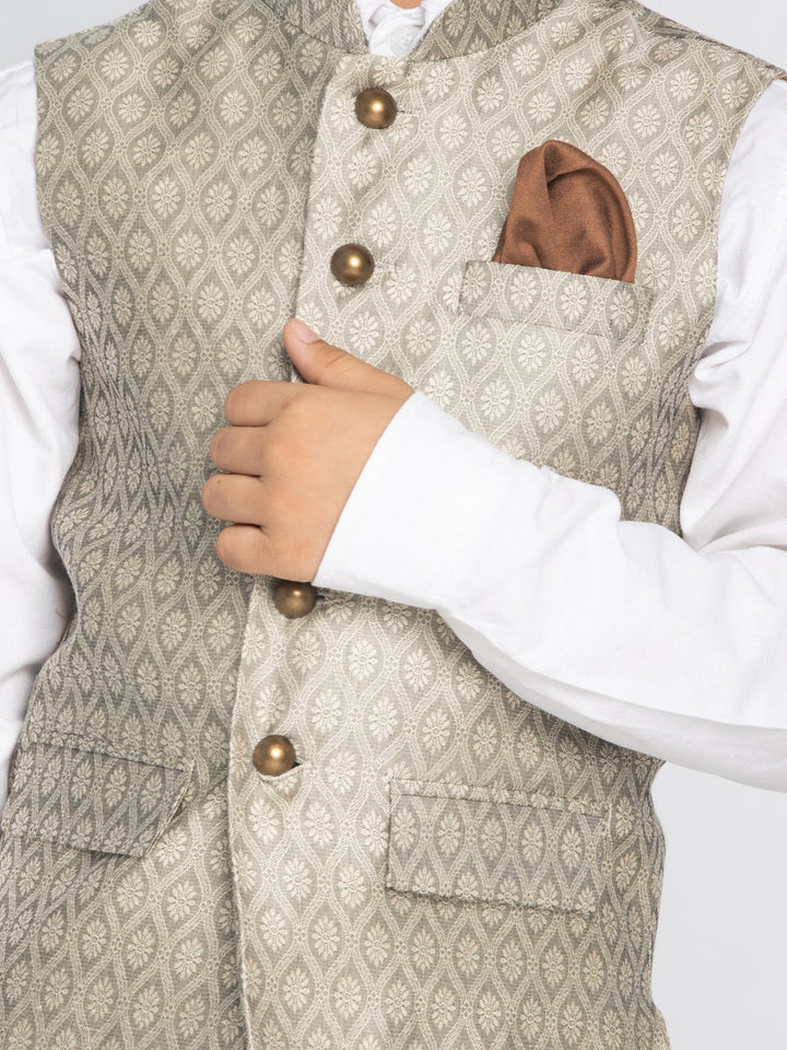 VASTRAMAY Boys Beige Nehru Jacket - qivii