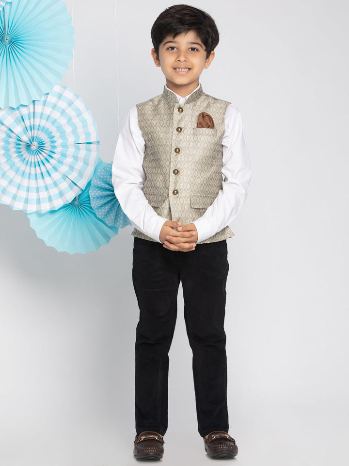 VASTRAMAY Boys Beige Nehru Jacket - qivii