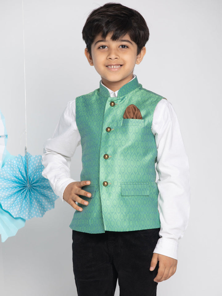 Vastramay Boys Green Nehru Jacket - qivii