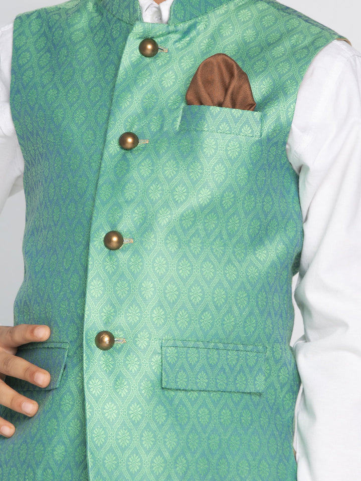 Vastramay Boys Green Nehru Jacket - qivii