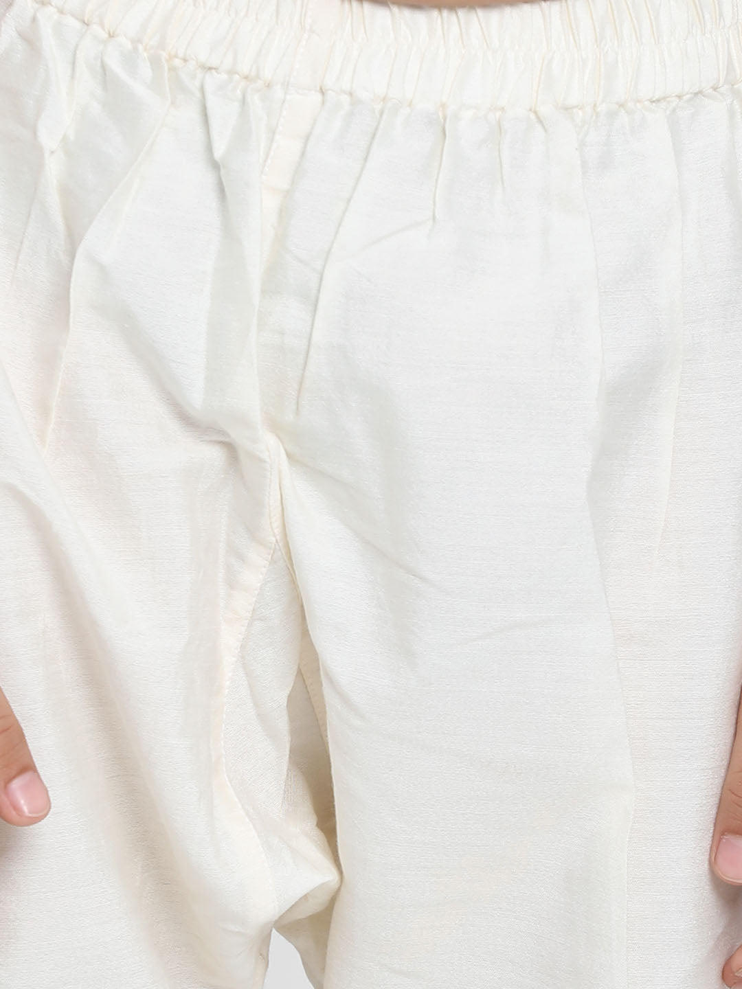 VASTRAMAY Boy's Yellow Woven Jacket With Cream Kurta and Pyjama Set - qivii