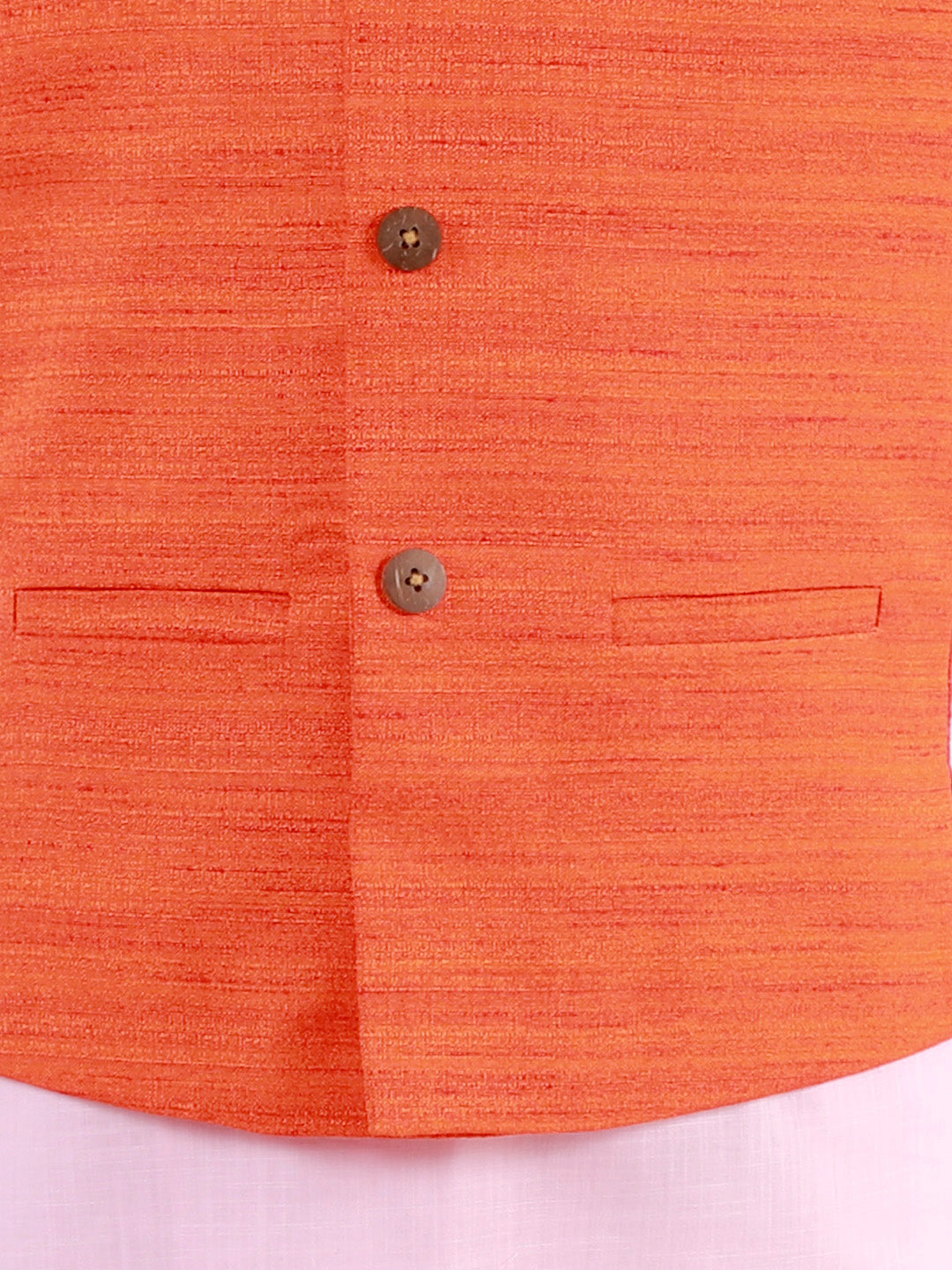 Vastramay Boys Orange, Pink And White Jacket, Kurta and Pyjama Set - qivii