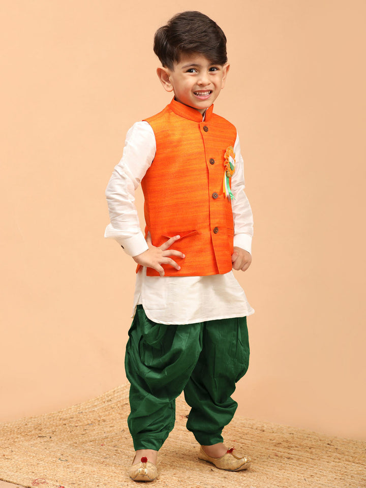 VASTRAMAY Boy's Republic Day Special Jacket Kurta Dhoti set - qivii