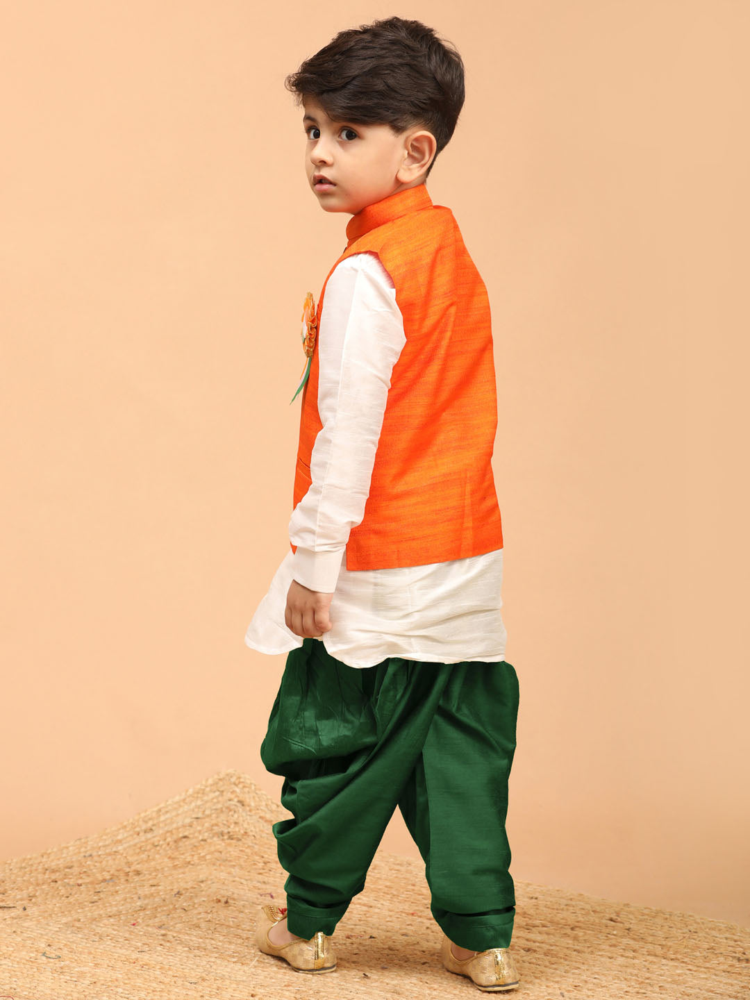 VASTRAMAY Boy's Republic Day Special Jacket Kurta Dhoti set - qivii