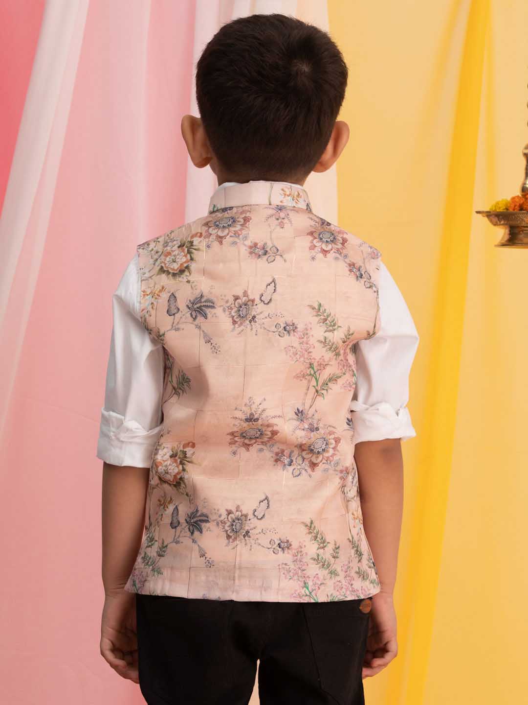 VASTRAMAY Boys' Pink Ethnic Jacket - qivii
