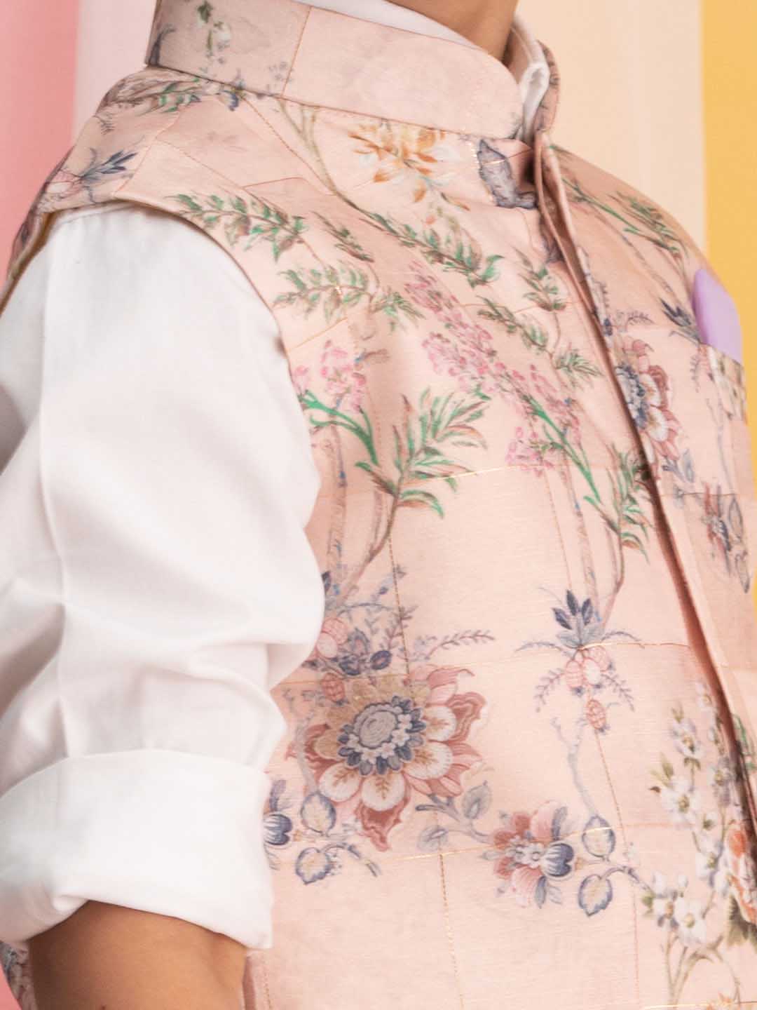 VASTRAMAY Boys' Pink Ethnic Jacket - qivii