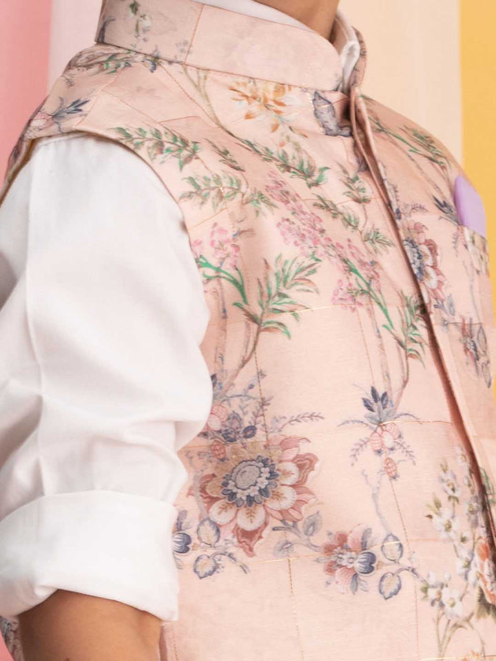 VASTRAMAY Boys' Pink Ethnic Jacket - qivii