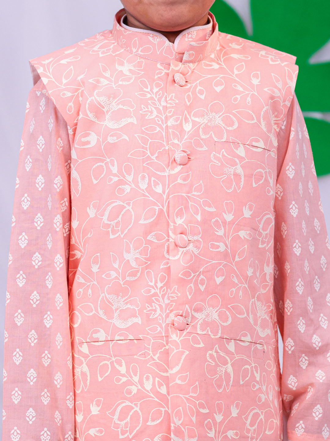 VASTRAMAY Boys' Peach Nehru Jacket - qivii